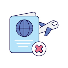 ticket cancel color line icon with white background vector stock illustration