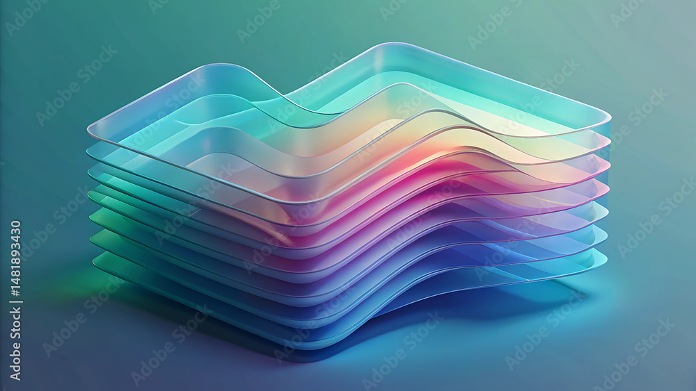 Poster modern flowing multilayer glass gradient background in abstract 3d design