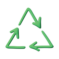 3d recycle arrow icon Recycling resources symbol Reuse of materials, zero waste, green environment, saving the planet