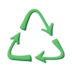Obraz premium 3d recycle arrow icon Recycling resources symbol Reuse of materials, zero waste, green environment, saving the planet