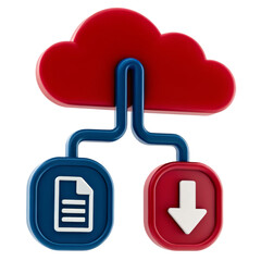 Obraz premium Cloud storage icon showing file management and download options.