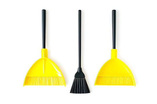 Bright yellow triangular mini brooms