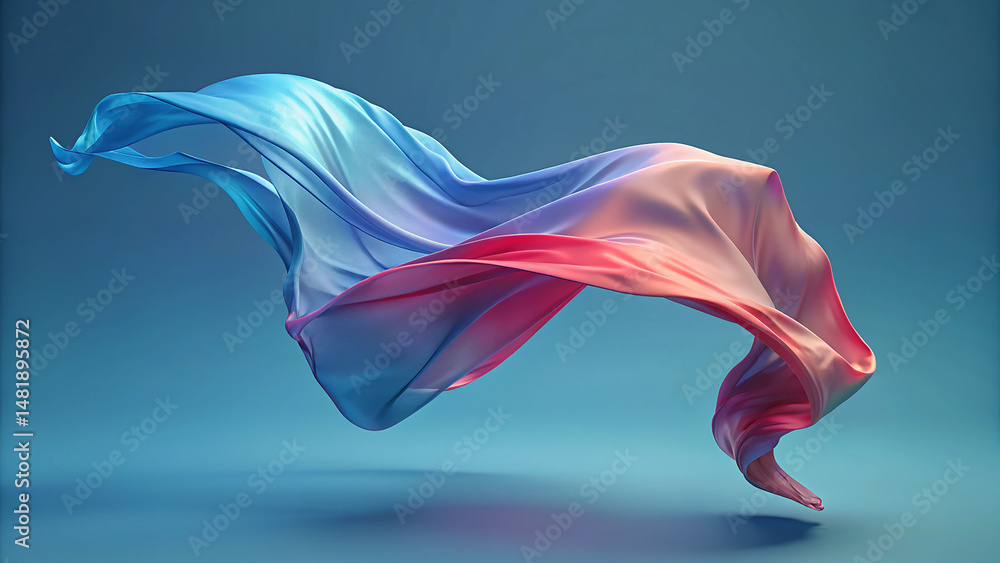 Poster elegant transparent cloth in soft flowing wave abstract 3d design