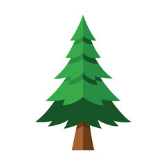 Single evergreen tree illustration with a flat design and simple green branches