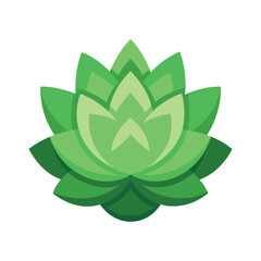 Stylized green lotus flower illustration for spa meditation and nature concepts