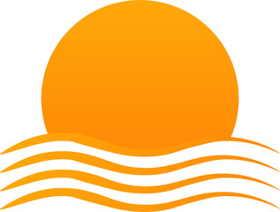 Minimalist Sunset Over Waves Illustration