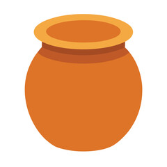 Simple brown clay pot vector illustration for graphic design projects