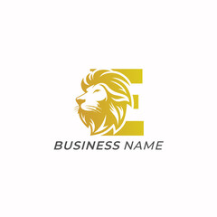 design logo combine letter E and lion head