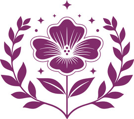  A stylized silhouette illustration of a blossoming flower