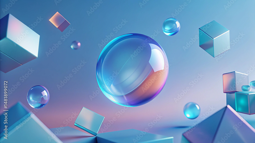 Aufkleber dynamic abstract glass shape background in high quality 3d rendering