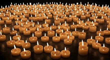 Obraz premium Many Small Candles Burning Together for Remembrance
