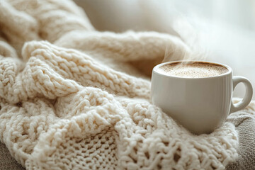 Wrapped in Warmth Beside a Steaming Coffee Mug