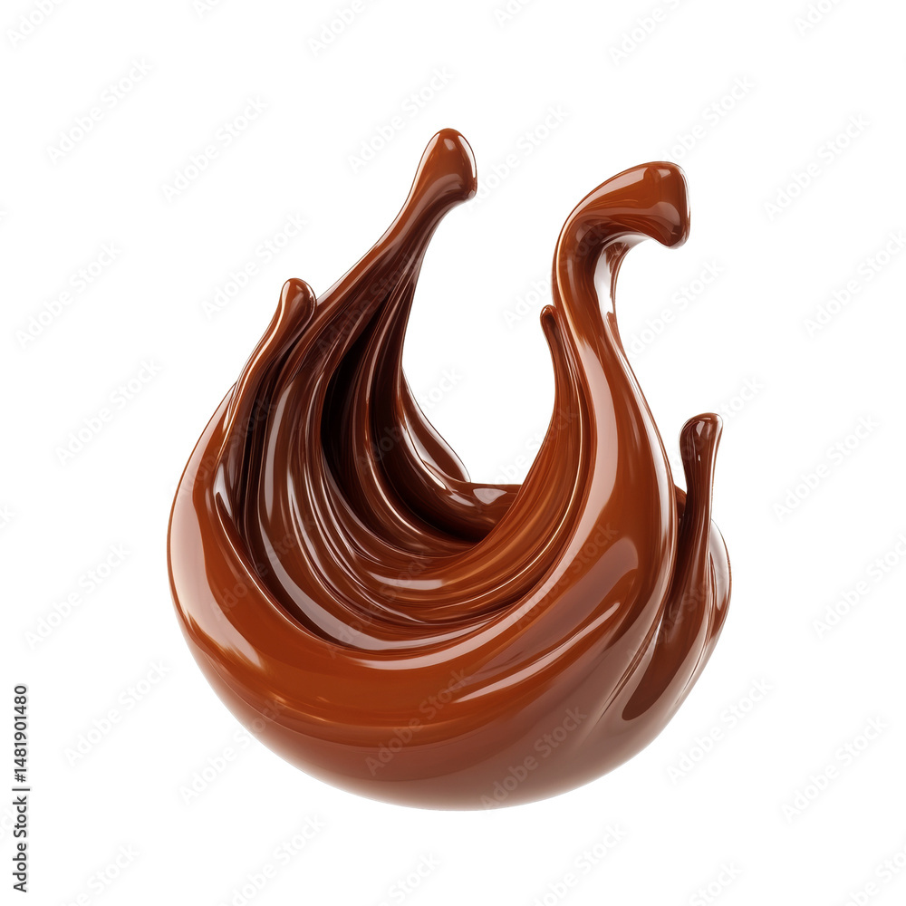 Poster delicious chocolate swirl on pristine background in a captivating formation