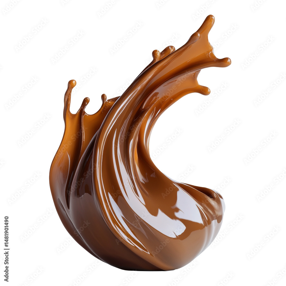 Aufkleber captivating fluid motion of molten chocolate against pristine white backdrop