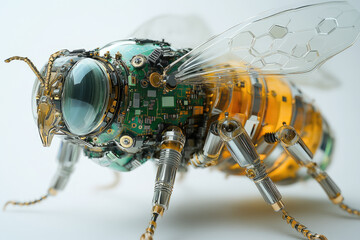Fototapeta premium Cybernetic Insect with Glass Tubes and Metallic Accents