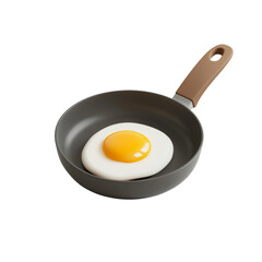 Sunny-Side Up Egg in Frying Pan, Isolated on White for Culinary Projects