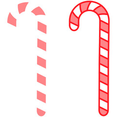 赤と白のシンプルなキャンディケインイラスト クリスマスにぴったりの冬素材