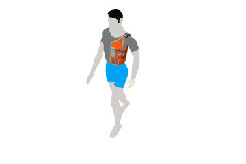 Illustration of an Individual WORKER HUMAN Wearing a Versatile Hi-Vis Orange Vest for Professional Use, MULTIPURPOSE VEST CLOTH JACKET POCKET FOR ENGINEER SAFETY, Model MANNEQUIN on a PNG Transparent 