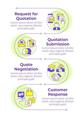 Business quotation infographic vertical sequence. Documents organization, paperwork, Visualization infochart with 4 steps. Circles workflow. Montserrat SemiBold, Lato Regular fonts used