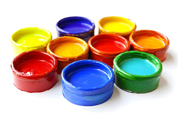 Colorful gouache paint bowls