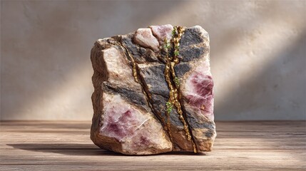 The old stone wall shows a rough, natural rock texture with stone on stone, like a macro view of geology