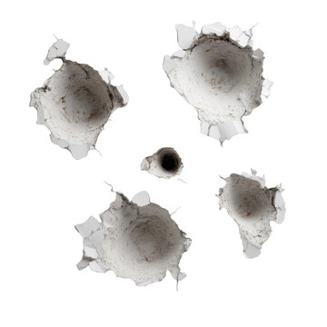 Bullet Holes in a Wall: A Dramatic Abstract , isolated on white background png