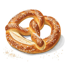 A close up of a pretzel with salt and pepper sprinkled on it. The pretzel is brown and has a spiral shape
