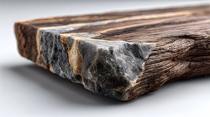 Natural edge marble sheet in brown with natural patterns, showcased with raw edge detail