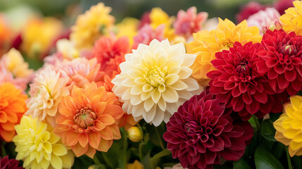 A close-up of blooming flowers in vivid colors, their wide-open petals basking in sunlight, creating a striking and vibrant visual contrast full of life and energy.
