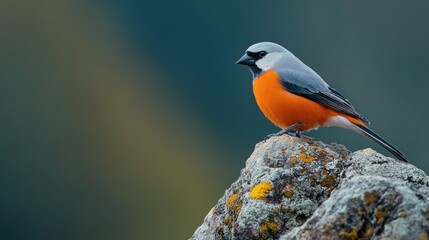 An endangered grey-headed sparrow perched on a rock. background wallpaper AI generated image