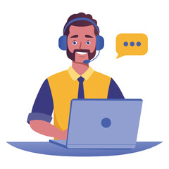 A flat style illustration of customer support w
