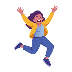 Flat style illustration depicting a person jumping with joy