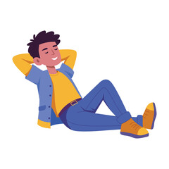 Flat style illustration depicting a relaxing character