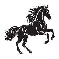 Vector Horse Silhouette of Black Stallion Rearing with Power and Elegance Stylized Animal Illustration for Equine Lovers Tattoo Design and Decorative Graphic Elements