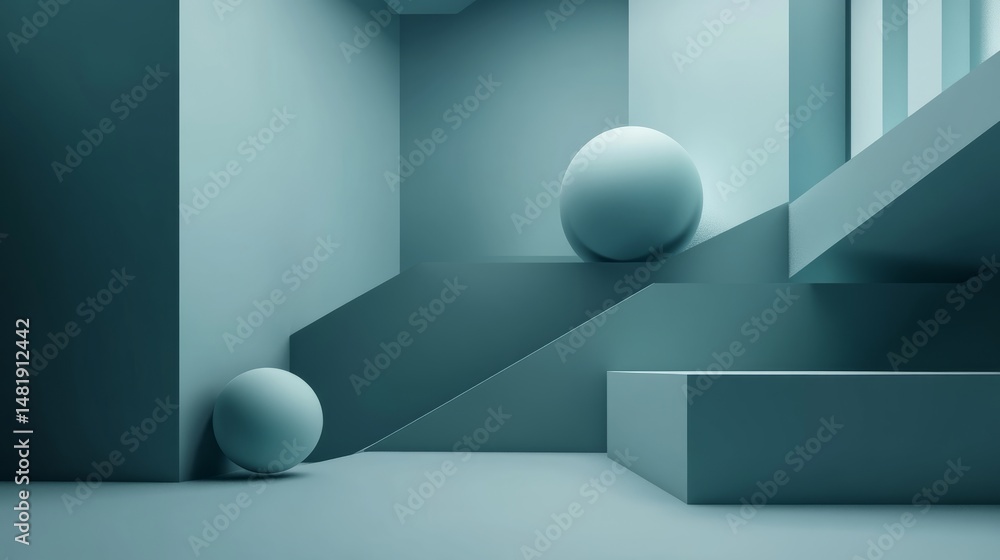 Poster abstract 3d rendering of modern geometric background featuring minimalist shapes and clean lines in 