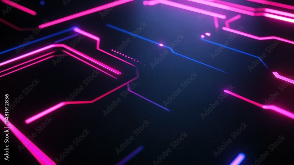 Poster a subtle neon circuit texture runs along the edges, background wallpaper ai generated image