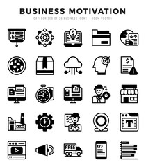 Vector icons set of Business Motivation. Lineal Filled style Icons.