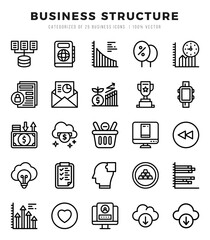 Vector Business Structure types icon set in Lineal style. vector illustration.