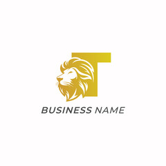 design logo creative letter T and lion head