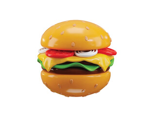 Delicious cheeseburger icon 3d render concept of fast-food juicy burger vector illustration