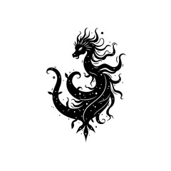 Obraz premium Celestial Serpent: A cosmic dragon of dark elegance against a pure backdrop
