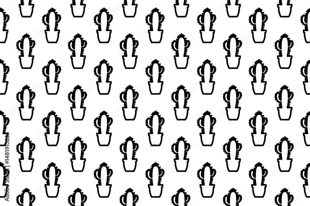 Poster seamless pattern completely filled with outlines of cactus symbols. elements are evenly spaced. illu