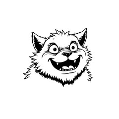 Whimsical feline illustration showcasing an expressive and exaggerated smile