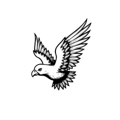 Majestic monochrome eagle soars with expansive wings, symbolizing freedom