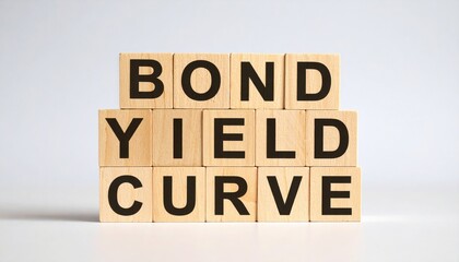 High-detail image of bond yield curve wooden blocks on clean professional backdrop
