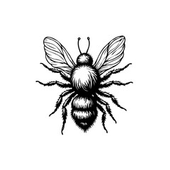 Detailed monochrome drawing showcasing a meticulously crafted bee illustration