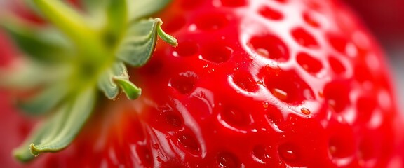 close up of a strawberry with drops of water on it