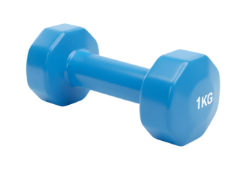 1 KG blue dumbbell isolated on transparent background Generative Ai.
