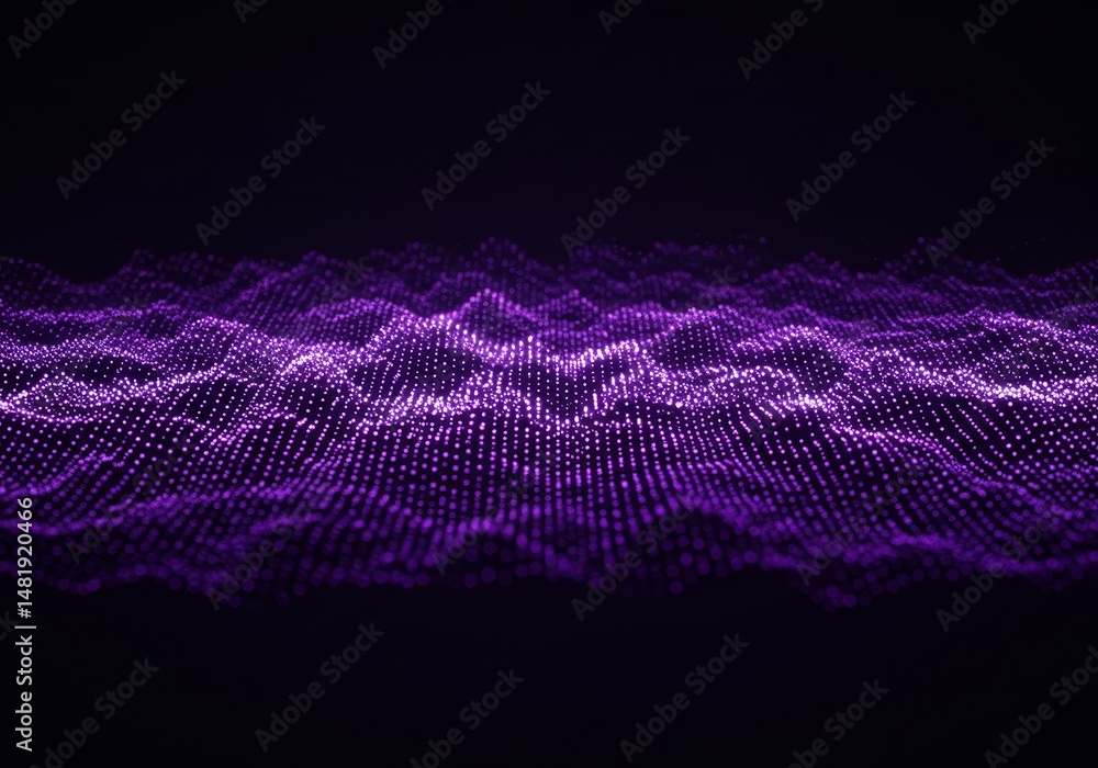 Poster abstract background purple digital wave particle 3d