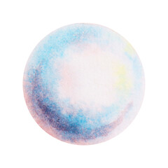 Hand-painted watercolor circle in pastel colors resembling a soap bubble or magical pearl. Soft texture and rainbow hues create a playful and dreamy look, perfect for children's designs.
